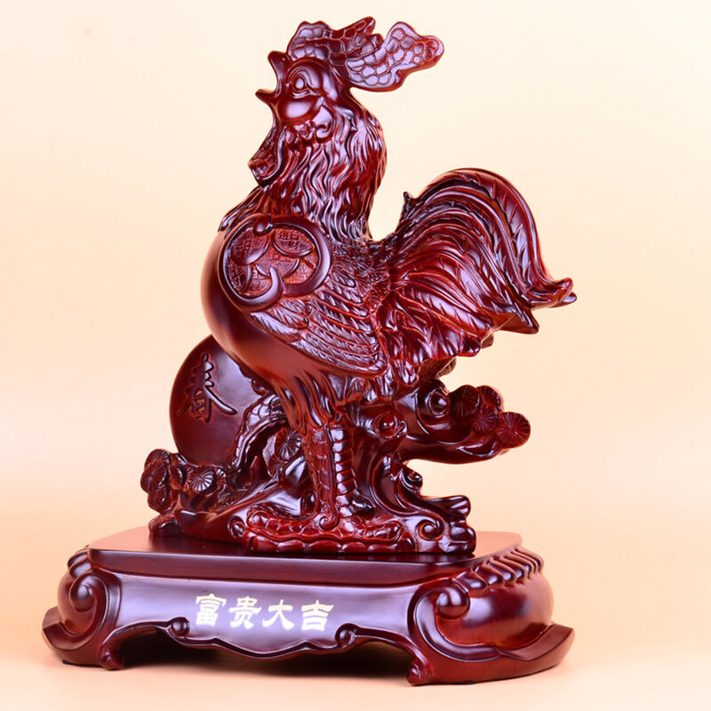 仿红木生肖鸡摆件 家居装饰与吉祥工艺的完美融合