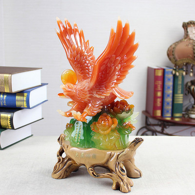 大鹏展翅老鹰摆件 仿玉仿琉璃树脂工艺品的精美开业乔迁礼品